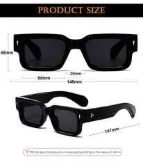 EYLRIM Thick Frame Square Sunglasses for Women Men Medium, 01 Black/Grey