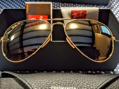 Ray-Ban Chromance Aviator Sunglasses Purple/Gold with Maintenance Kit