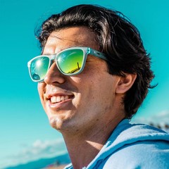goodr Adult Sunbathing with Wizards Plastic Rectangle Sunglasses – Blue