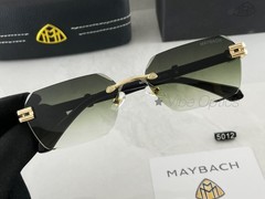 MAYBAC* Rimless Sunglasses Green Gradient Rectangular Geometric Luxury +Case