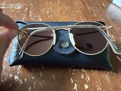 Ray-Ban Made In Italy RB3447 50/21 Gold Round Metal Mirror Pink Sunglasses 💕
