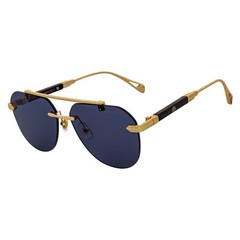 Maybach Rimless Round Metal Aviator Sunglasses Gold Frame Dark Smoke MH16
