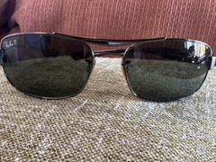 Ray-Ban RB3302 Polarized Sunglasses Gunmetal Black Rectangular Authentic Y2K