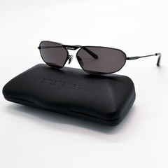 NEW BALENCIAGA BB0245S 001 OVAL BLACK METAL UNISEX SUNGLASSES BALENCIAGA