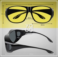 Yogo Vision Fit Over Wrap Sunglasses Polarized Lens Wear Over Eyeglasses 100% UV