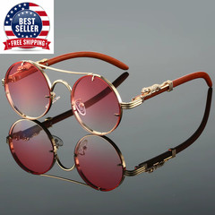 Vintage round Sunglasses Men Fashion Double Bridge Multicolor Shades Women Retro