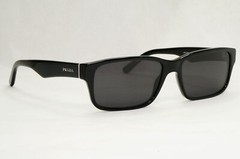 Prada Sunglasses Black Rectangle Glossy Fashion PR16MV VPR 16M 1AB-1O1 55mm