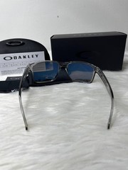 Oakley Holbrook Sunglasses Clear Smoke Frame Blue Mirrored Polarized Lens UV400