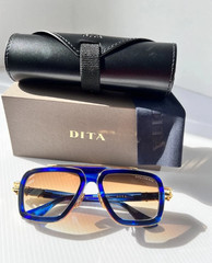 DITA LXN-EVO DTS403-A-03 Blue Swirl Gold Brown Gradient Sunglasses – Authentic