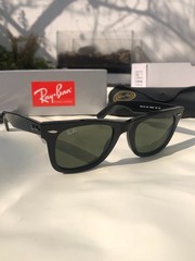 Ray-Ban RB2140 Original Wayfarer Black Sunglasses G-15 Green 50-22 BRAND NEW NWT