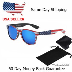 USA AMERICAN FLAG STARS & STRIPES PATRIOTIC SQUARE SUNGLASSES CLASSIC RETRO 80s