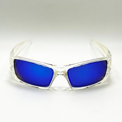 Oakley Gascan OO9014 Clear Frame Galaxy Blue Mirror Polarized Sunglasses