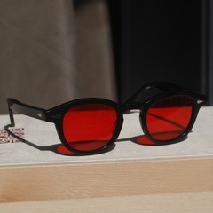 Vintage Color Blind Red lens Sunglasses Mens Black Acetate Glasses Good Gift
