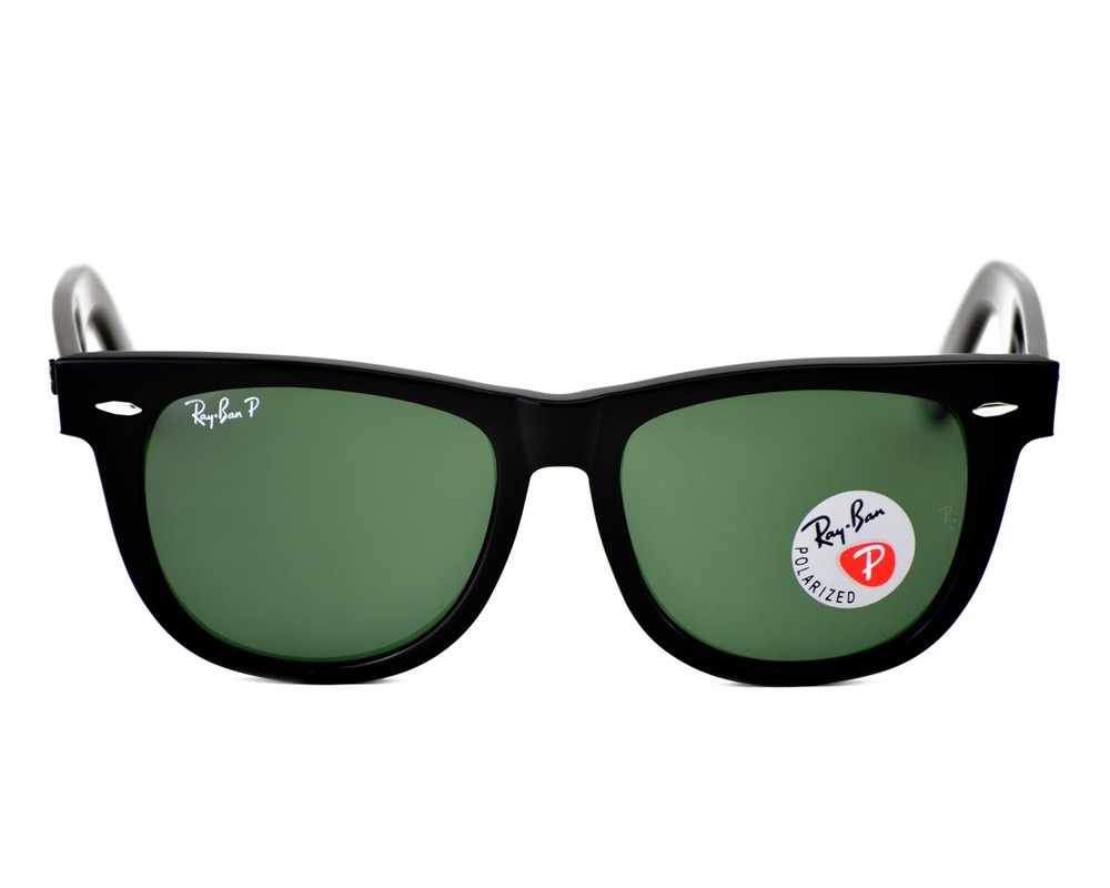 Ray-Ban RB2140 Original Wayfarer Classic Black Frame Polarized Green Lens 54mm