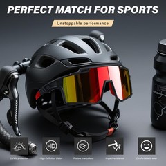 4pcs Polarized Sport Sunglasses for Men Cycling Driving Fishing UV Protection…