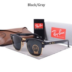 Ray-Ban RB3016 Sunglasses Clubmaster Classic Black Frame Glass Grey Lens 51mm