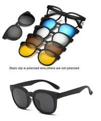 Magnetic Clip Sunglasses Square Polarized UV400 Unisex Optical Set 6 In 1 Glass