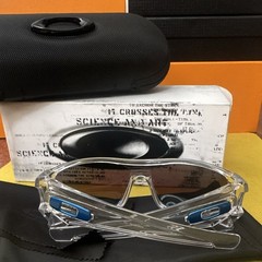 Oakley Men’s Batwolf Wrap Sunglasses Clear Frame Blue Mirrored Lens 127mm