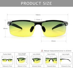 Tac HD+ Polarized Day&Night Vision glasses Men Women Driving Aviator sunglasses