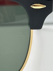 Ray-Ban RB3016 Clubmaster W0365 Black/Gold Frame Green G-15 Lens 51mm Sunglasses