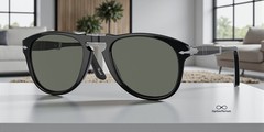 PERSOL PO0714 95 58 Black Green Polarized Polarized 54mm Men Folding Sunglasses