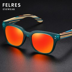 Handmade Unisex Wood Polarized Sunglasses Wooden Temple Square Outdoor Glasses