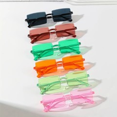 Rectangle Sunglasses Candy Color Plastic Frame UV400 Outdoor Unisex 6 Pcs