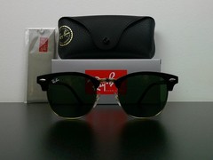Ray-Ban RB3016 W0365 Clubmaster Sunglasses Black & Gold G-15 51mm Never Worn