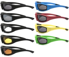 3 PAIR COMBO Wind/Impact Resistant Foam Padded Motorcycle Riding Sunglasses
