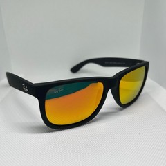 Ray-Ban Justin Black Matte Rubber Frame Orange Mirrored Lenses 54/16 mm