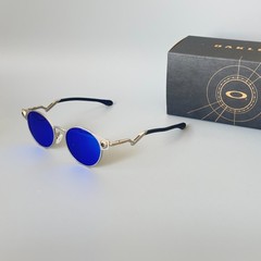 Oakley Deadbolt OO6046 Silver Frame Deep Blue lenses Sunglasses