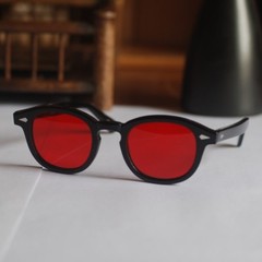 Vintage blindness red sunglasses men johnny depp black acetate glasses red lens