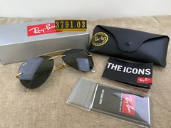 Ray-Ban RB3791 Square Sunglasses, Gold Frame, green Mirror Glass Lens
