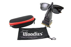 Men’s Woodies Walnut Wood Sunglasses Black Plastic Polarized Lenses Case & Bag