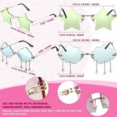8Pcs Irregular Sunglasses Set Heart Sunglasses Flame Cloud Butterfly Star Rimles