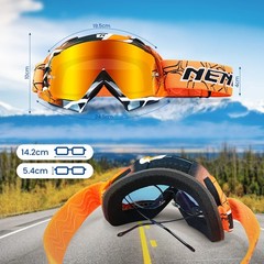 Dirt Bike Goggles for Motocross MX MTB – Anti-Fog UV Protection, Orange Lens