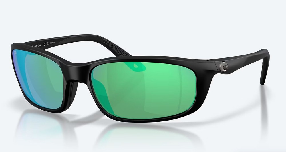 NEW Costa Del Mar Brine II Matte Black / Green Mirror Polarized Glass 580G