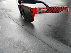 RARE Von Zipper Fulton Tony Stark IRON MAN 2 Sunglasses Red Black Checkered