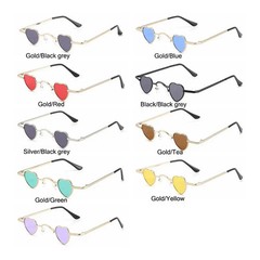 Retro Hip Hop Candy Color Metal Frame Shades Heart-Shaped Sunglasses Sun Glasses