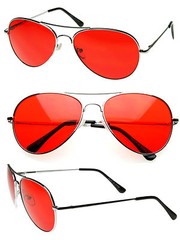 Retro Classic Metal Pilot Red Lens Pilot Sunglasses Spring Hinge Temple AV01