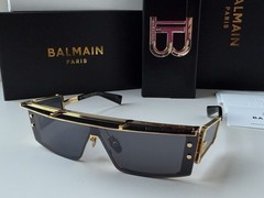 BALMAIN Wonder Boy III BPS-127-A-145 Yellow Gold Black Sunglasses AUTHENTIC