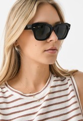 Ray-Ban RB2186 Black 901/31 49mm State Street Square Sunglasses Green Lenses