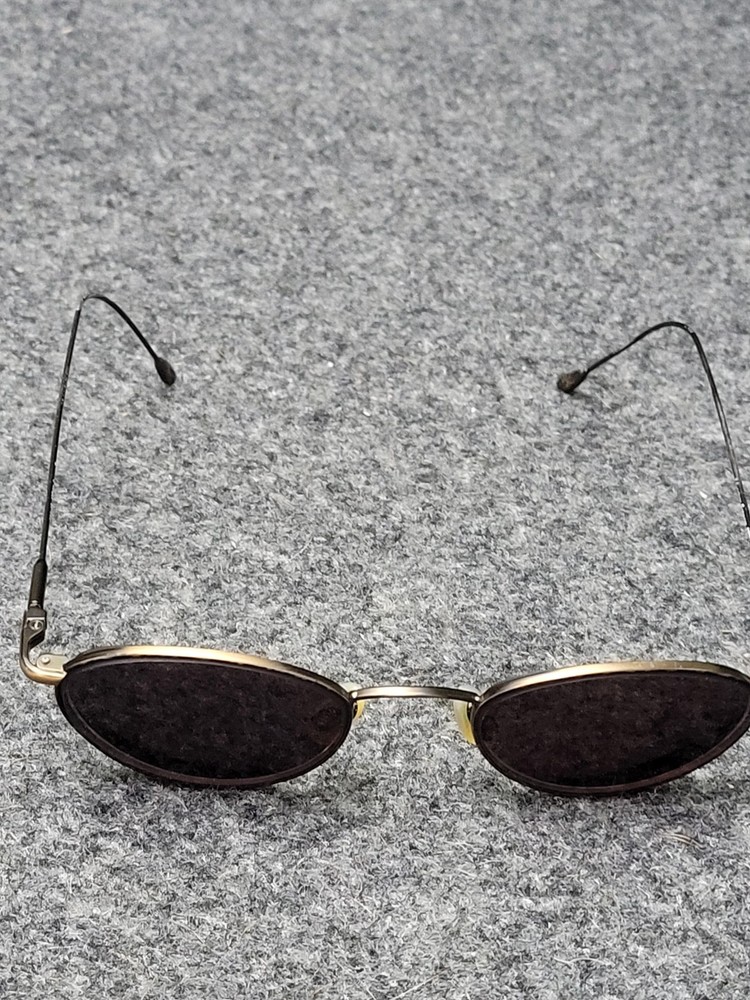 Metal Oval Sunglasses Mens One Size Gold Frame Brown Lenses Wire Rim Classic