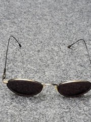 Metal Oval Sunglasses Mens One Size Gold Frame Brown Lenses Wire Rim Classic