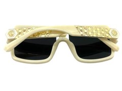 Classic Retro Hardcore Hip Hop Rapper Pimp SUN GLASSES Thick Square Cream Frame