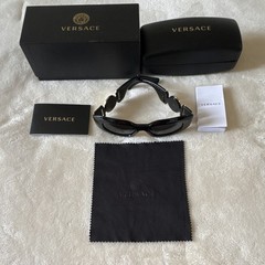 Versace Unisex “Biggie” Black Sunglasses with Gold Medusa