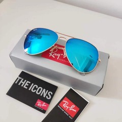 RAY-BAN RB3026, aviator sunglasses ,Gold Frame/Large 62mm Ice Blue Lens