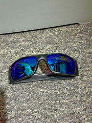 Men’s Wrap Sunglasses Black Frame Blue Mirror Lens UV400 Outdoor