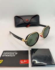 Ray-Ban RB3689 Scuderia Ferrari Sunglasses – Gold/Black Frame Green Lenses