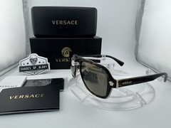 VERSACE VE 2199 12524T HAVANA DARK GREY GOLD SUNGLASSES 56MM AUTHENTIC $354 NEW